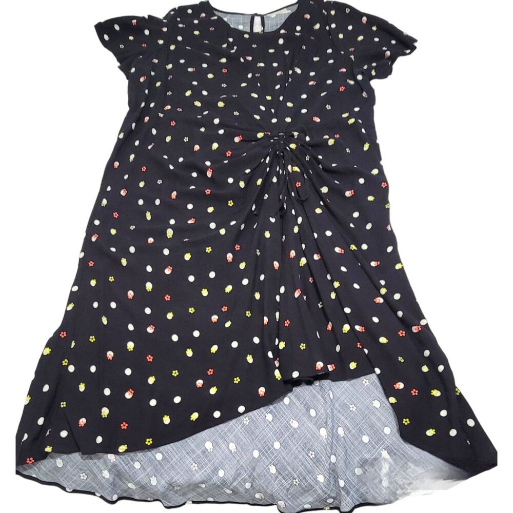Lovefool The Everyday Ruched Dress‎ Womens Black Delia Dot Print Rayon Size 2X